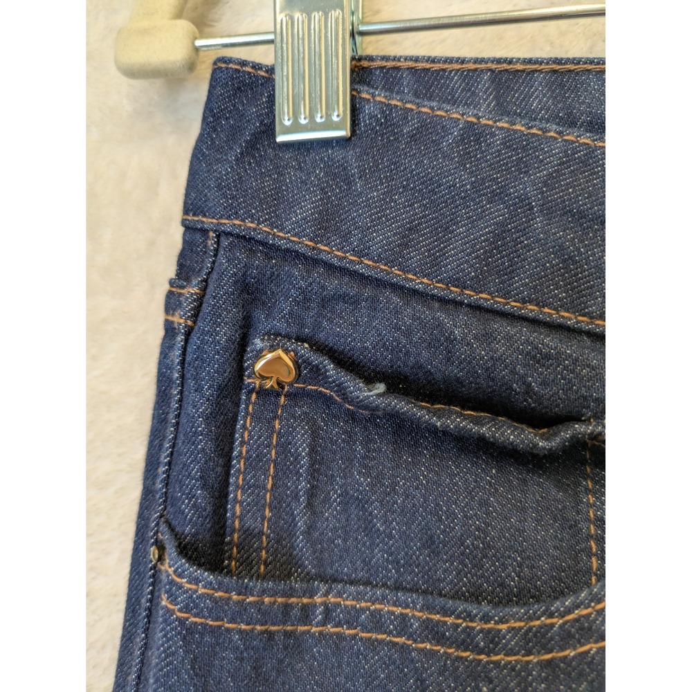 Kate Spade Dark Wash Wide Leg Cropped Cuffed Jeans Womens Size 8 - Picture 6 of 11